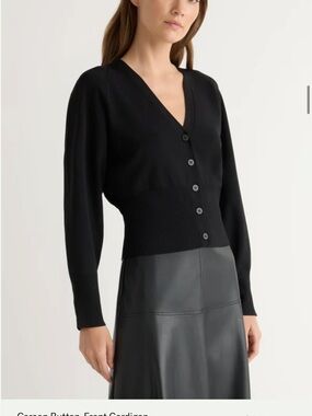 Modern Citizen Black V-Neck Button-Front Cardigan